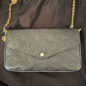 Louis Vuitton black pochette felicie EMP + wallet
